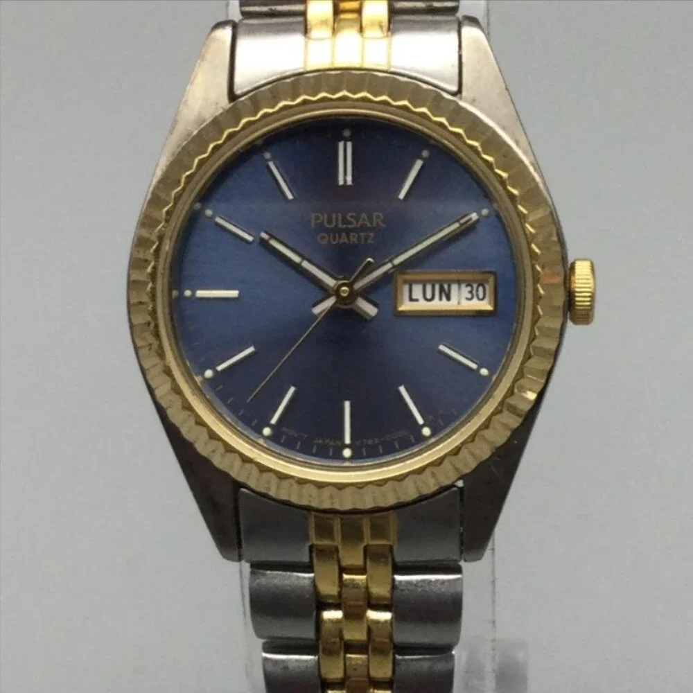 Pulsar Womens Watch 23mm V783-0030 Two Tone Stainless Day Date New Battery 7.25